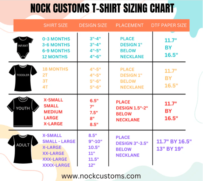 sublimation paper sizes for different garments